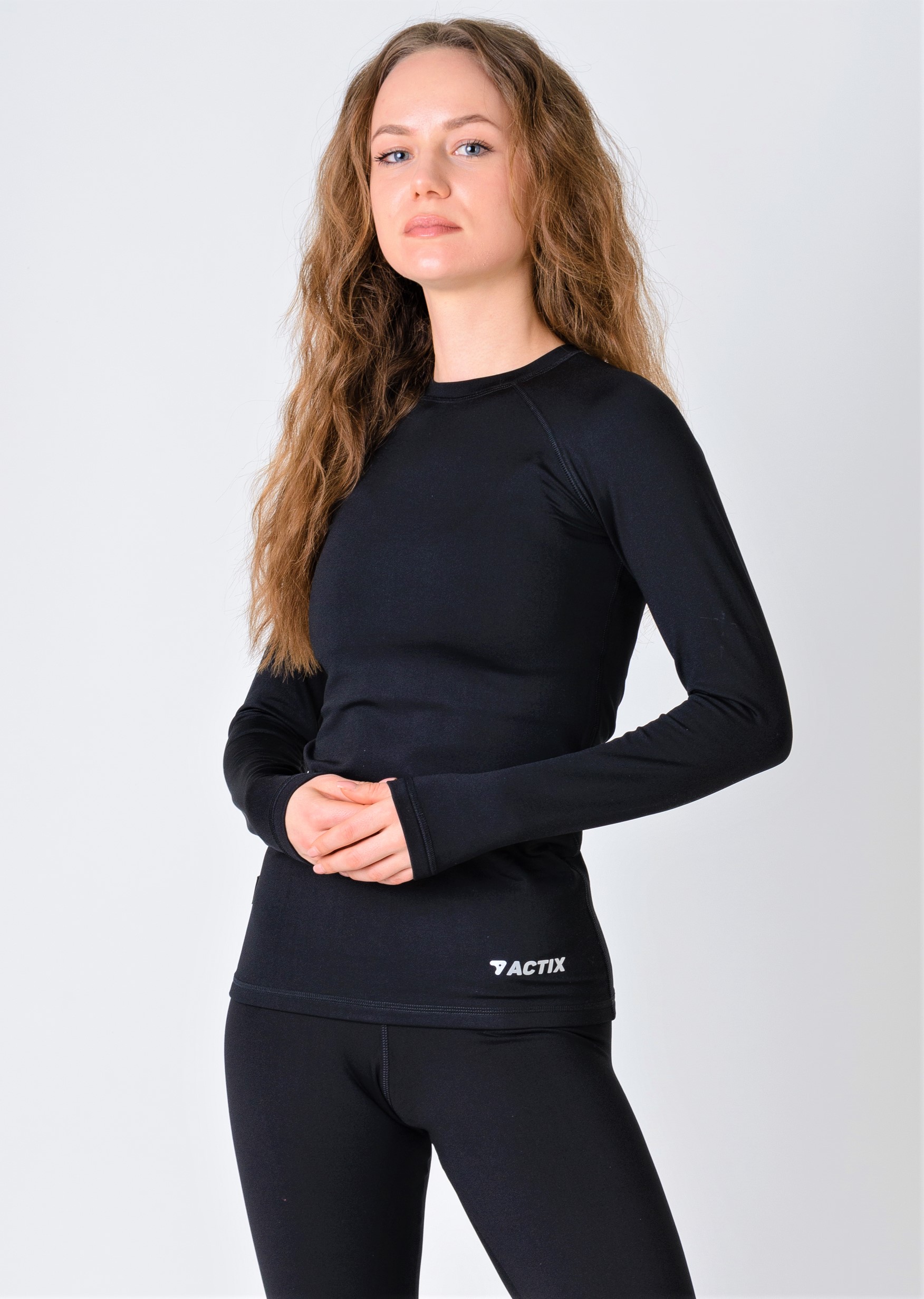 Термокофта женская тёплая на микрофлисе ACTIX чёрная для зимы